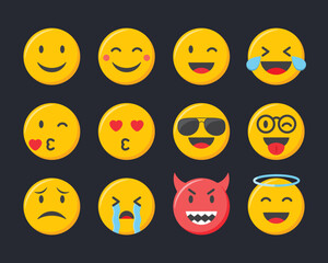 Fototapeta premium Emoji icons set. Emoticons collection vector illustration