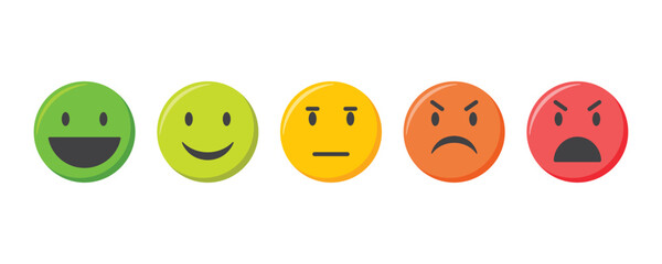 Emoji icons set. Customer service satisfaction rating emoticons collection, vector illustration