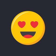 Emoji icon. Happy face, in love Emoticon vector illustration