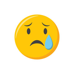 Fototapeta premium Emoji icon. Sad and crying emoticon, vector illustration