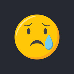Emoji icon. Sad and crying emoticon, vector illustration
