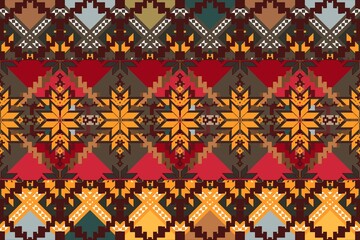 Hangpangwa flower beautiful geometric ornament ethnic style border design handmade artwork with watercolor, trend, texture, and vintage hand painting.