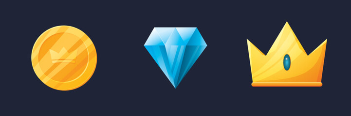 Game UI assets set. Gaming user interface icons collection. vector illustration