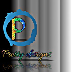 Colourful glittery text P letter and pretty designs written on black and white background logo 