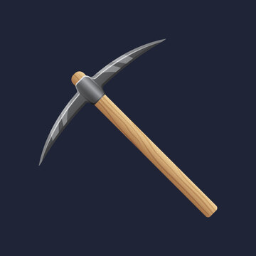 Game UI asset. Gaming user interface pickaxe icon. vector illustration