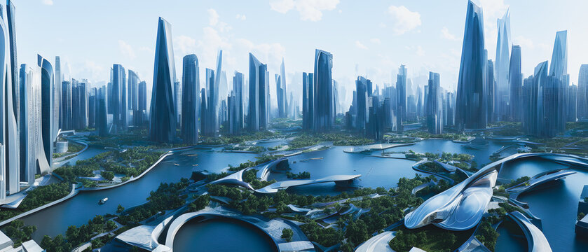 Artistic concept illustration of a smart and innovation city
