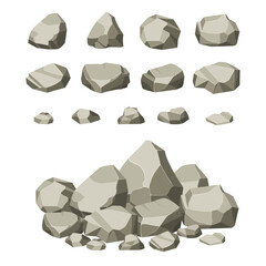 Rock and stones set. Different shape boulder collection. vector illustration