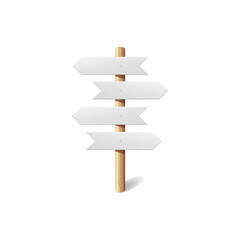 Blank signboard. Empty signage banner. White sign template, vector illustration