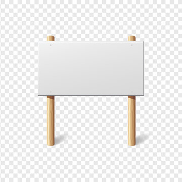 Blank signboard. Empty signage banner. White sign template, vector illustration