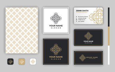 Luxury modern corporate business stationery set with mandala template vector file, Colorful arabesque floral ornamental elements