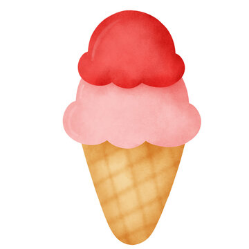 Watercolor Ice Cream Clipart 