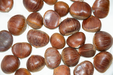 Chestnuts on a white background