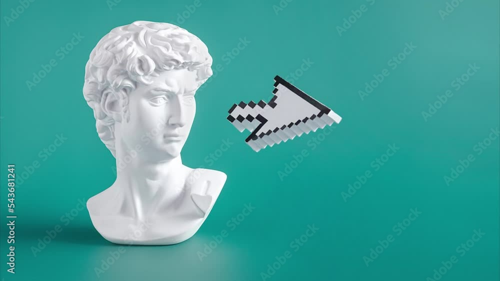 Aufkleber michelangelo's david in vaporwave style and digital pixelated mouse cursor