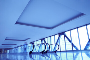 Escalators in modern business center