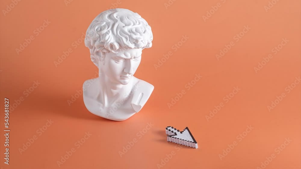 Aufkleber david on a bright orange background and mouse pixel pointer