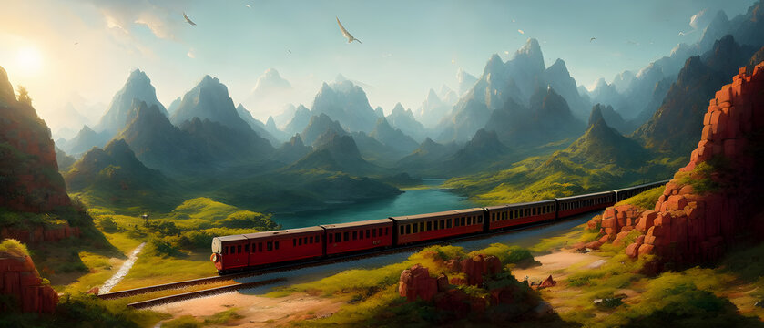 Artistic concept painting of a beautiful train