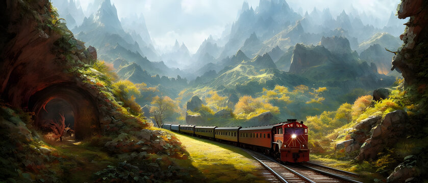 Artistic concept painting of a beautiful train