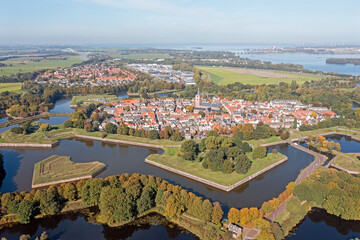 Fototapeta na wymiar Aerial from the traditional city Naarden in the Netherlands