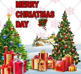 traditional celebration with seasonal beautiful ornament gifts and green tree with snowflake background and celebration this festive and event with   cheerful happiness joyful celebrating isolated.