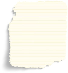 Torn paper with shadow. Pastel torn paper sheet. Ripped paper card.