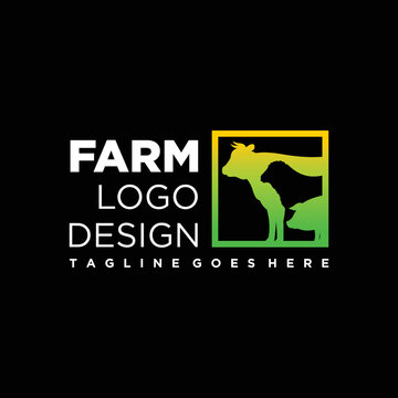 livestock farming logo with square concept