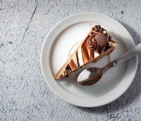 Delicious chocolate cake with fluffy cocoa sponge and marble effect icing