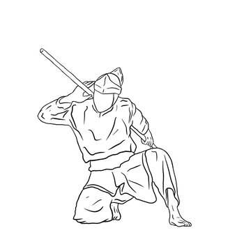 Line art illustration of siat fighter