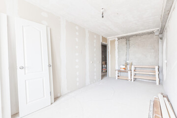 interior of the apartment without decoration in white colors