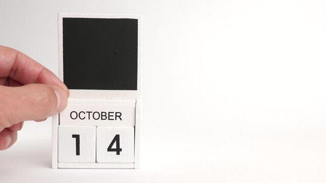 Calendar with the date October 14 and a place for designers. Illustration for an event of a certain date.