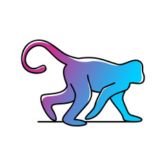 Simple walking monkey logo full color