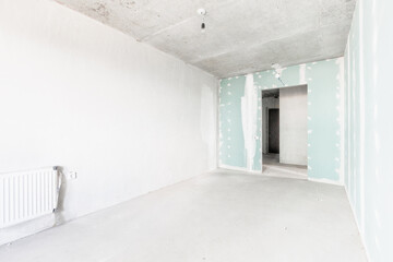 interior of the apartment without decoration in white colors