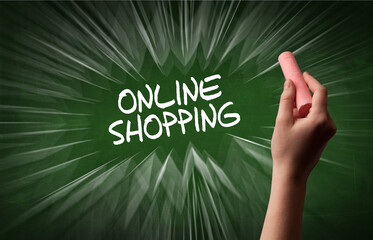 Hand drawing online shopping concept
