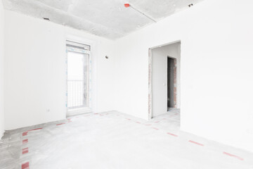 interior of the apartment without decoration in white colors