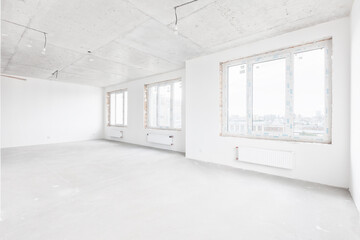 interior of the apartment without decoration in white colors