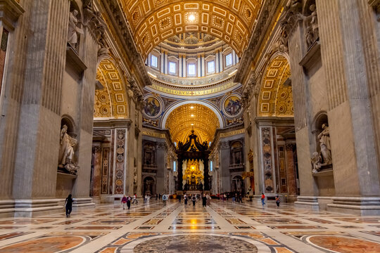 Vatican - October 2022: St. Peter's basilica interiors