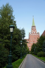 Red square, Moscow Kremlin, Saint Basil Cathedral and GUM trading house. Moscow, Russia - August 28, 2022