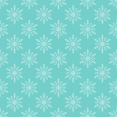 Snowflakes vector seamless pattern in light mint color. Vector illustration