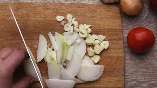 finely chop the onion and garlic
