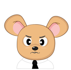 Cute angry mouse in shirt and tie
