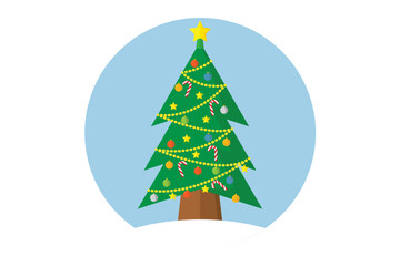 decorated christmas tree illustration vector