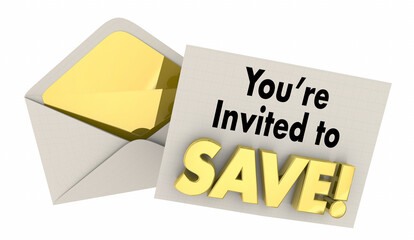 Youre Invited to Save Exclusive Invitation Sale Event Money Discount Offer 3d Illustration