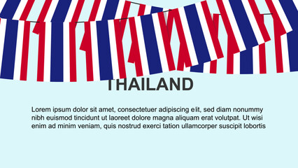 Fototapeta premium Thailand flags hanging on a rope, celebration and greeting concept, independence day