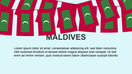 Maldives flags hanging on a rope, celebration and greeting concept, independence day