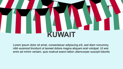 Kuwait flags hanging on a rope, celebration and greeting concept, independence day