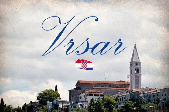 Mediterranean town of Vrsar (Orsera), Istria in Croatia. Postcard of Vrsar	