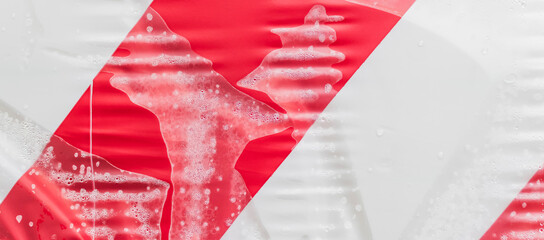 The plastic film is covered with droplets