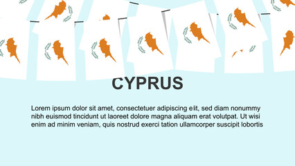 Cyprus flags hanging on a rope, celebration and greeting concept, independence day