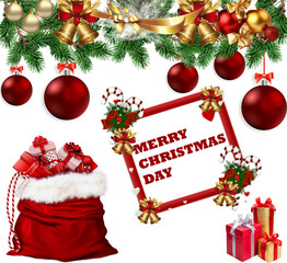 happy merry Christmas day  celebrated with gifts  and snowflake and green trees with balls and December present happy season podcast and template and enjoy this festive with children and Santa clause 