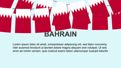 Bahrain flags hanging on a rope, celebration and greeting concept, independence day