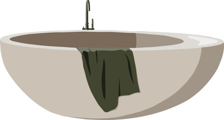 Vector bathtub with green towel